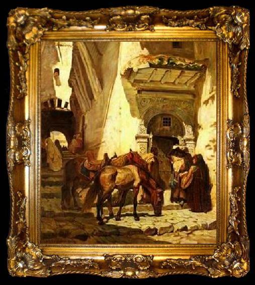 framed  unknow artist Arab or Arabic people and life. Orientalism oil paintings  342, ta009-2